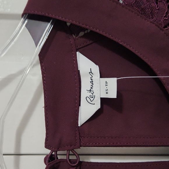 NWT Reitmans Burgundy Lace Sleeve Blouse  Top XS - Picture 7 of 10